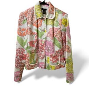 Grace Elements Floral Print Jacket – Size 10 – Retro Garden Mod Style
